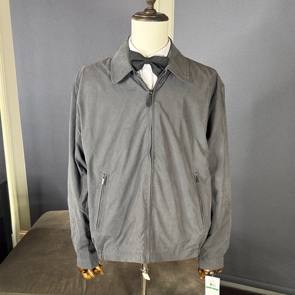 London Fog Men's Iron Gray Lightweight Zip Front Golf Jacket Size L NEW - Picture 1 of 16